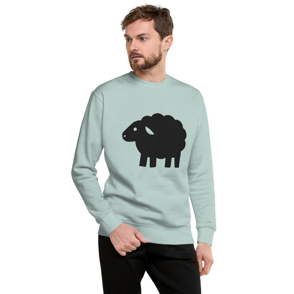 The Black Sheep sweatshirt in agave, worn