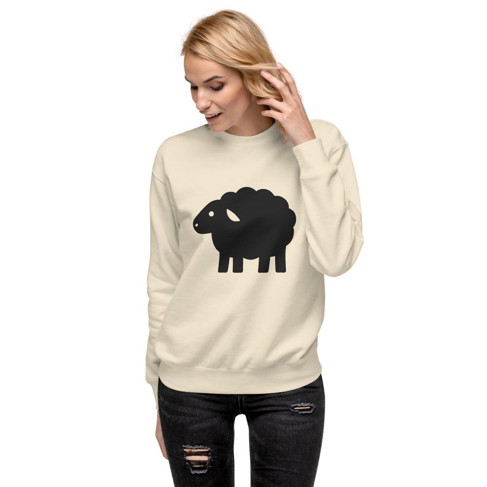 The Black Sheep sweatshirt in bone, worn