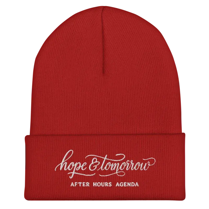 Hope and Tomorrow - Red Cuffed Beanie