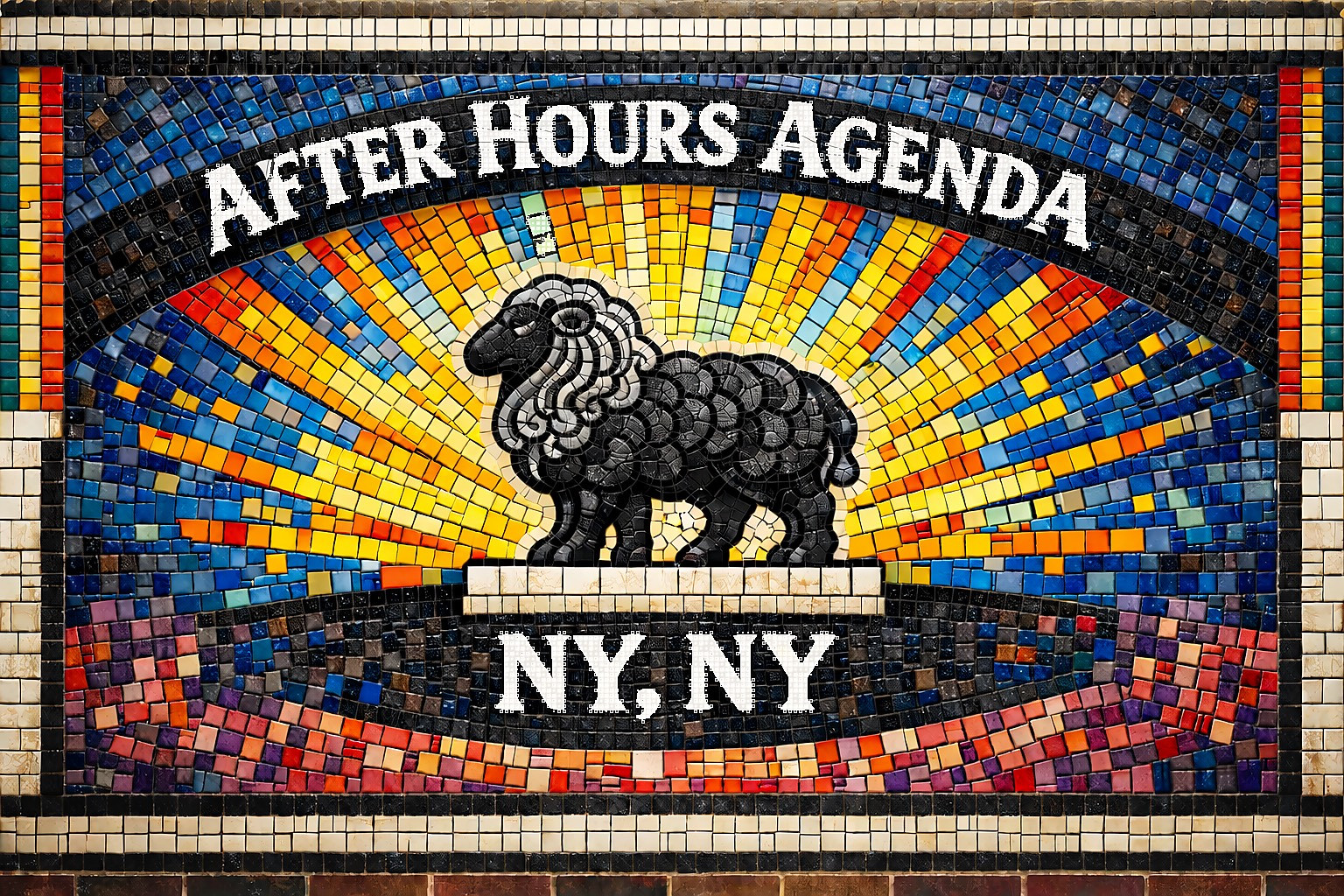 After Hours Agenda black sheep mosaic artwork